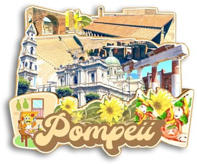 Quwsne Magnete per frigorifero Pompei Italia, souvenir da viaggio in città, regali turistici, 3D, monumenti classici, artigianato fatto a mano, decorazione per la casa, 1123, QS-CYT-1123