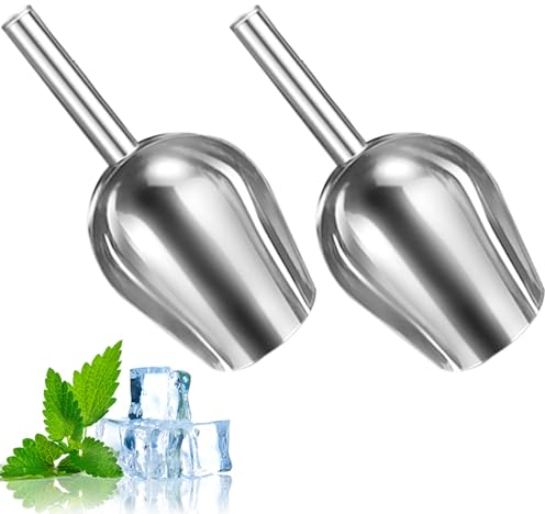 2Pcs Paletta per Ghiaccio,Paletta per gelato in acciaio inox,Pala per Cibo,Paletta per Farina,versatile paletta,per cucine, bar, buffet, feste, matrimoni, colore argento