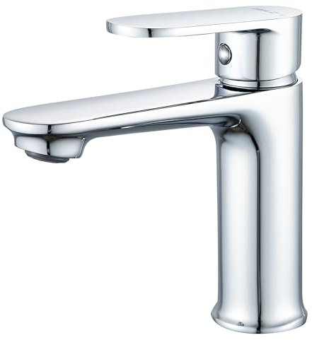 BELZ Badezimmerarmaturen, Messingarmaturen, Heiß- und Kaltsteuerung, Einloch-Waschtischarmaturen für Waschraum (Chrom)