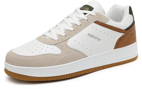 AX BOXING Baskets Homme Chaussure Sneakers Mode Basket Ville Homme Chaussure de Sport Tennis Homme Taille 41-46 EU (Marron Blanc, 44 EU)