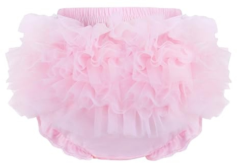 Baby Girl Lace Ruffle Diaper Cover Bloomer for Infant Girls Newborn Cotton Tutu Shorts Briefs Panties Pink