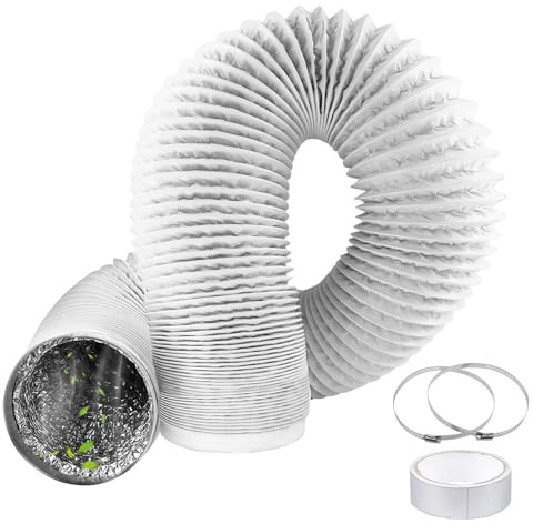 GOEDCH Tubo di Scarico: Ø150 mm x 3 m Tubo Flessibile in Alluminio PVC, Tubo Ventilazione per Condizionatori, Cappe Spiranti, Tubo Telescopico in Alluminio Platino a Doppio Strato Ispessito