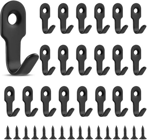 20 Pièces Crochets Mural Simples Crochet Porte Manteau Mural Mini Patère Crochet a Visser avec 20 vis Hook Pour Porte, Mur, Salle De Bain, Cuisine, Maison, Noir