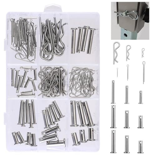 122-Piece Stainless Steel Clevis Pins and Cotter Clips Set for Fastening, M6 M8 Clevis Pins & M1.5 M2 M3 Cotter Clips