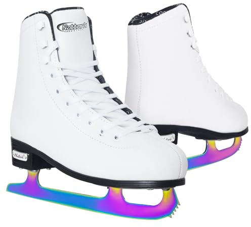 BASYNOL Nattork Womens Figure Ice Skates,Recreational Ice Skates with Stainless Steel Blade,Lace Up Adult Figure Skate Ice Hockey Skates for Outdoor,Figure Ice Skate Shoes for Youth and Adult