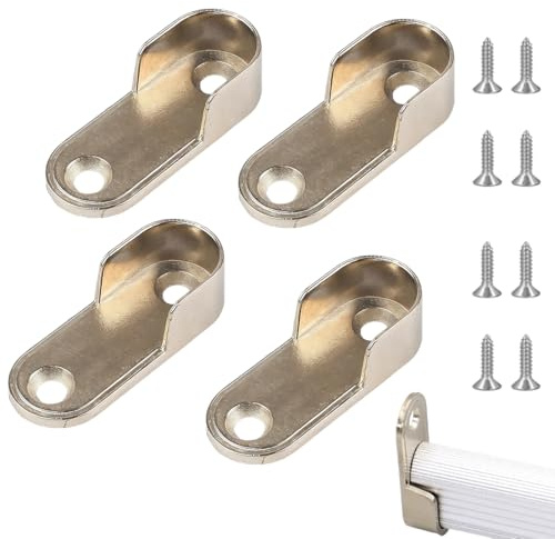 YUVKIN 4 pezzi Porta aste per abiti in metallo, Asta appendiabiti per armadio, Porta aste per armadi a soffitto, Sospensione per aste per armadi e appendiabiti cromata