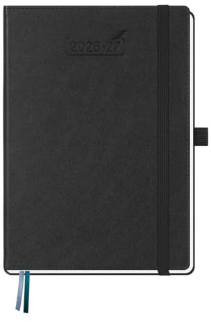 BEZEND Kalender 2026 2027 Wochenplaner A5, 18-Monate BuchKalender Juli 26-Dez 27, PU-Leder Hardcover 1 Woche 2 Seiten mit Stifthalter, Schwarz