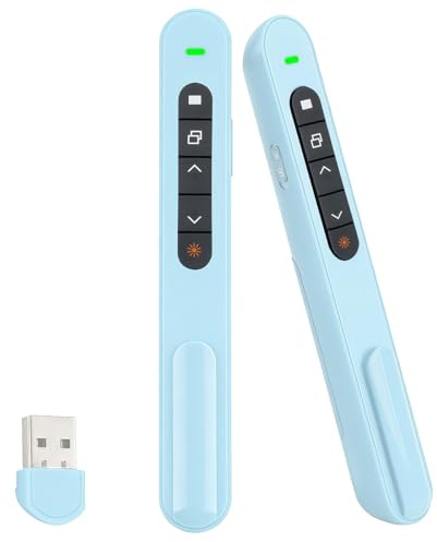USB Puntero Presentaciones Inalámbrico 100M, Pasador Diapositivas con Receptor USB, Mando para Controlar Ordenador Bluetooth para PowerPoint, Presentador Wireless para Mac Windows Linux Android Más