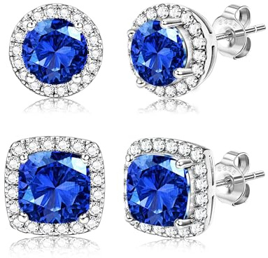 Dochais 2 Pares Pendientes Plata de ley 925 para Hombre Mujer Pendientes Diamante Zirconia Brillante Redondos Cuadrados Oro 14K Pendiente Hipoalergénicos Grandes para Hombres Mujeres Unisex Plata/Oro