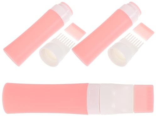 VOSAREA 3pcs Silicone Travel Bottles for Toiletries Set Refillable Small Travel Containers for Shampoo Conditioner and Lotion Leakproof Portable Size Bottles 38ml 60ml 80ml Pink