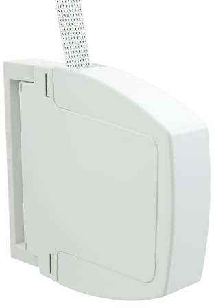 TELKES - Recogedor Plegable con Cinta 20mm Enrollador Abatible Universal color Blanco para Persiana Enrollable Instalación en Pared o Marco Ventana Sistema Resistente y Duradero (Blanco, Cinta 20mm)