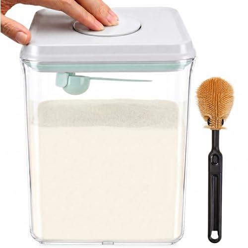 NARYVORA 2300ml Contenedor Leche en Polvo con Cuchara y Cepillo - Dispensador de Leche Grande, Tarro Comida Libre de BPA, Almacenamiento Hermético, Dosificador de Fórmula Infantil