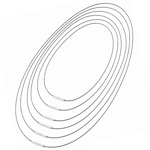 YAWYO Lot de 6 Cordons de Collier en Cuir Noir avec Fermoir, 40-70cm, Chaîne en Corde de Cuir (1mm) pour Création de Bijoux DIY Homme Femme