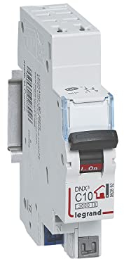 LEGRAND - Disjoncteur Phase + Neutre 230V DNX³ - Pouvoir de Coupure 3000A - 10A Courbe C - Bornes automatiques - 1 Module - Fabriqué En France