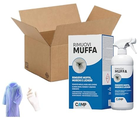 Camp RIMUOVI MUFFA, Elimina rapidamente muffe, funghi, e alghe, Antimuffa igienizzante con guanti e Kit impermeabile per LEI (rosa) o per LUI (blu) (750, blu)