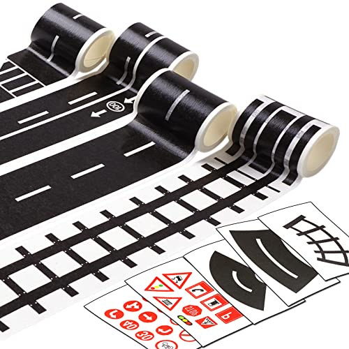 Hoshisea 9 STÜCKE Eisenbahn Straßenband, Verkehr Washi Klebeband Dekorative, Road Tape Wandtattoo, mit Straßen Wandtattoo, für Wanddekoration, Wohnzimmer, Schlafzimmer, Freizeitraum