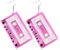 80er Jahre Cassette Tape Ohrringe Retro Tape baumeln Lustige Ohrringe für Frauen Zubehör Mode Acryl Bunt Ohrring Ohrzubehör zum Frauen und Mädchen Karneval, Mottoparty, 1Paar Rosa