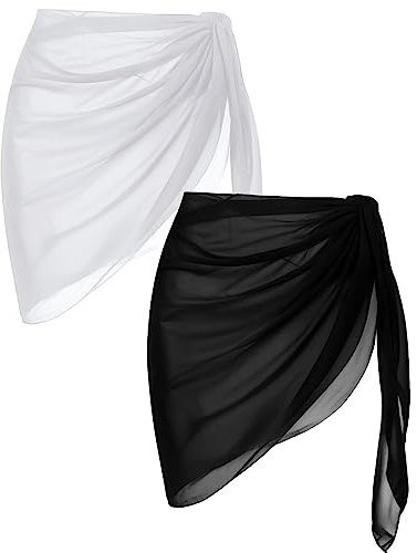 AURUZA 2 Stück Strand Wrap Sarong Vertuschung Chiffon Badeanzug Wickelröcke Bikini Cover up Sexy Pareos Strandtuch Strandkleid Tücher Sommer XXL-3XL