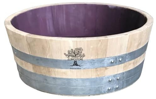 Generic Mini Étang en Chêne 1/4 Baril de Vin Utilisé 225 L - Bassin de Jardin Intérieur/Extérieur - Marron - 23 cm x 52 cm x 58 cm