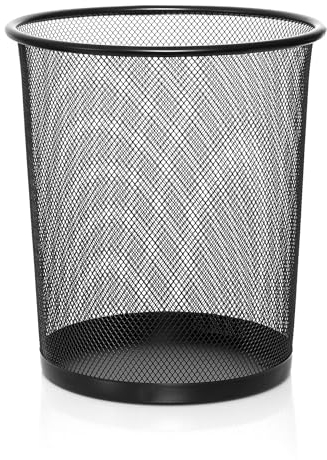 Sinoba Papierkorb Mülleimer Abfalleimer Papiereimer Draht Höhe 26 cm klein 10 Liter (Schwarz)