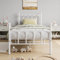 JELUTE Single Metal Bed Frame 90 x x190 cm with Headboard and Footboard Heavy Duty Foundation,Metal Slat Support, White