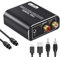 Digital to Analog Audio Converter, 192kHz DAC Digital Coaxial and Optical Toslink to Analog 3.5mm Jack Adapter and RCA (L/R) Stereo Audio Adapter with Optical Cable for HDTV Home Cinema Systems