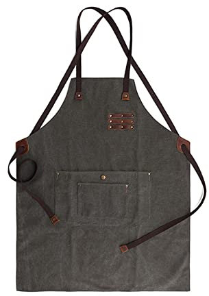 Arbetsförkläde, verktyg, klänning Verktygsförkläde, träbearbetningsförkläde tvättat Canvas arbetsförkläde Heavy Duty arbetsförkläde med fickor for träbearbetningssvetsning(Army Green)