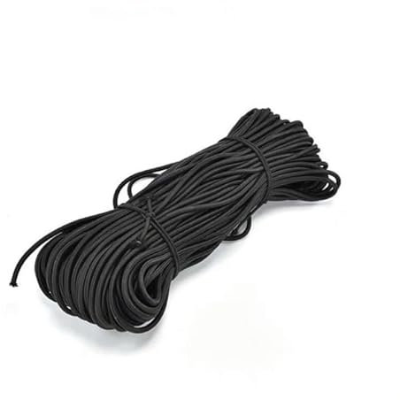 Cordoncino in gomma, 10 m x 4 mm, elastico rotondo, corda di gomma per telone, resistente alle intemperie, per teloni, teloni, rimorchi, tende, campeggio, rete, colore nero