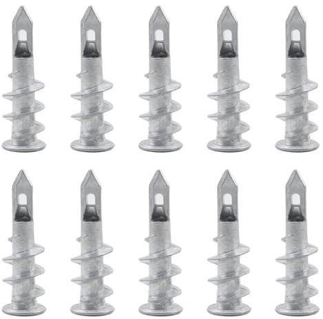 10 piezas de fijaciones resistentes para placas de yeso, tacos y tornillos de pared para placas de yeso, anclajes autoperforantes para paneles de yeso para una sujeción fuerte, fijaciones de cavidad