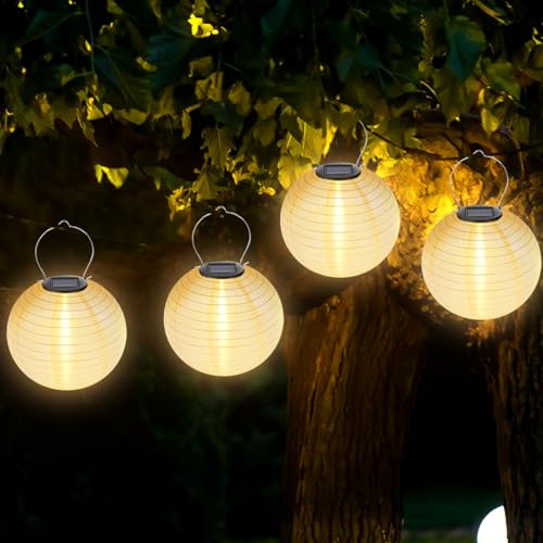4 lanterne solari per esterni, resistenti alle intemperie: 20 cm, lanterna LED impermeabile, luce bianca calda, lanterna da giardino, lanterna per giardino, terrazza