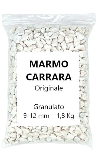 Luvit & Lumoè Gravier blanc pour jardin | MARBRE DE CARRARE | 1,8 kg | Galets décoratifs pour plantes en pot | Pierres de bonsaï ou galets d'aquarium | Rochers Parterres de fleurs | Décorations maison