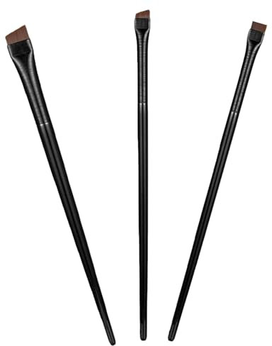 3 Pennelli per il Trucco Occhi | Pennello per Eyeliner Angolato | Pennello per Sopracciglia Angolato | Strumento per Delineare e Modellare l'Eyeliner