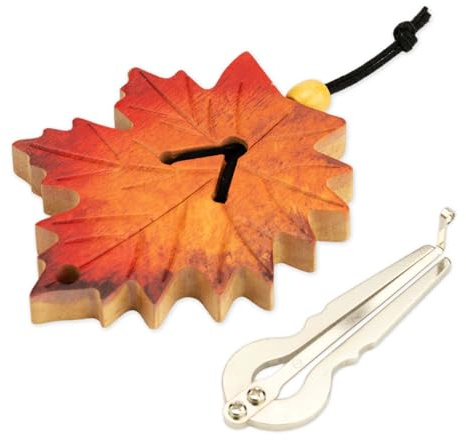 Suttaya Jaw Harp with Maple Leaf Protective Case - Stainless Steel Mouth Harp for Music Exploration and Improvisation - Thoughtful Gift for Family & Friends