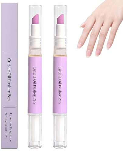 2 Piezas Lápiz de Aceite para Uñas Removedor de Cutículas 3 en 1, Lápiz para el Cuidado de las Uñas, para Reparar uñas Agrietadas y Secas