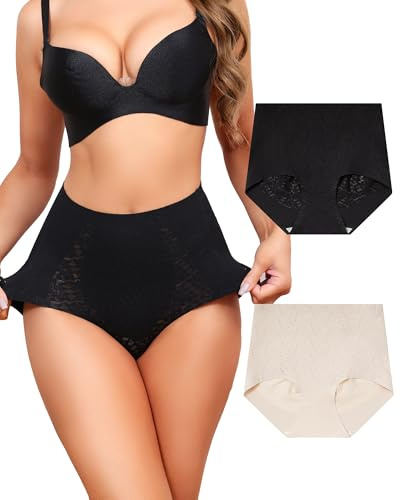 Aijolen Culotte Gainante Femme Ventre Plat Gaine Amincissante Taille Haute | Slip Gainant, Culottes Sculptantes sans Couture Invisible, Postpartum, Shapewear, Gaine Ventre Plat Sous Robe, Lot de 2 S-XXL