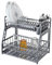 2-Tier Plastic Plated Dish Drainer Rack Glasses Crockery Cutlery Utensil Drainer with Drip Removable Tray (Silver)