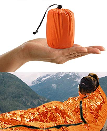 HONYAO Notfalldecke Schlafsack, Survival Biwaksack Erste Hilfe Rettungsdecken Wasserdicht Notfallzelt Ultraleicht Hitzeabweisend Kälteschutz mit Signalpfeifen, für Outdoor Camping Wandern