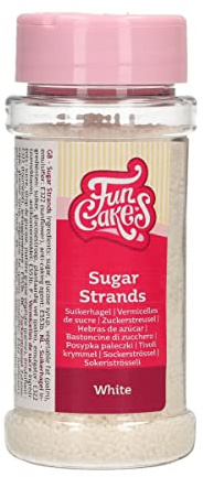 FunCakes Vermicelles de Sucre Blanc: Sprinkles gâteau, Bon Goût, Parfait pour la Décoration de Gâteau, Sprinkles Cupcake. 80 g.