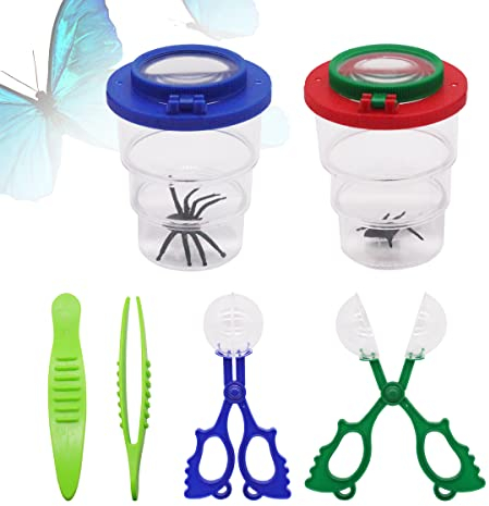 UptVin 6 Stück Becherlupe Set, Insektenbeobachter, Becherlupen Lupenglas für Kinder,Insektenfang Set, Becherlupe Lupendose, für Kinder Wissenschaft Biologie Naturerkundung