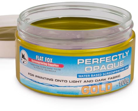 Flat Fox Siebdruck-Tinte auf Wasserbasis, blickdicht, 100 g (Gold)