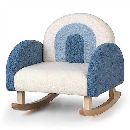 LIFEZEAL Kindersofa Schaukelstuhl, Kindersessel aus Teddy Samtmaterial & Massivholzbeinen, Mini Sofa für Mädchen & Junge, Kinderstuhl für Kleinkinder 3–5 Jahre