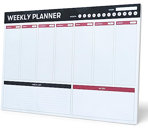 Planificador semanal A3 - Weekly planner : Planner Sin Fecha - Organizador semanal escritorio [54 págs. con Alto Gramaje]