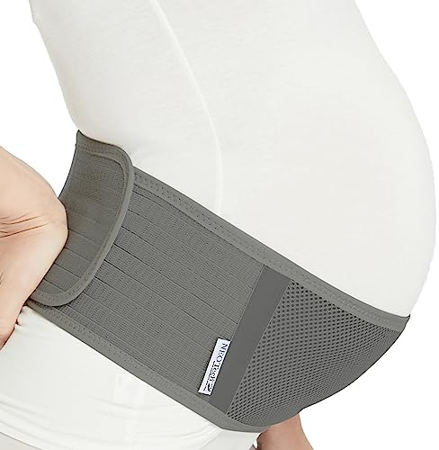 NEOtech Care - Fascia Maternità Regolabile - Fascia per Pancione, Fascia Premaman, Supporto per la Pancia in Gravidanza, Leggera e Traspirante per Donne Incinte (Grigia, Taglia regolare)