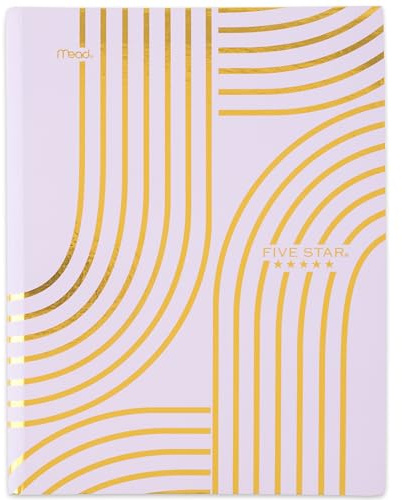 Five Star Composition Book, College Ruled Paper, 7-1/2 x 9-3/4, 80 Sheets, Hardcover, Lilac and Metallic Gold Arches (850111F-AMZ)