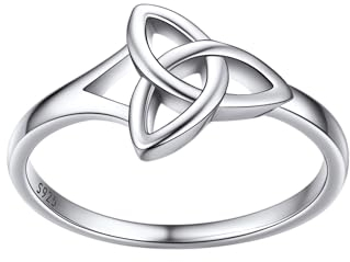Bestyle Triquetra Trinität Ring Silber 925 Damen Traditionellen Keltischen Liebesknoten Ehering Toe Verlobungsring für Valentinstag Hochzeit Geburtstag, Weißgold, Ringgröße 65