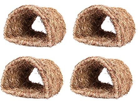 Pyugxab 2X Grass House Tunnel Hutch Woven Hut for Laying Or Sleeping Edible Chew Home for Rabbits and Small Animals