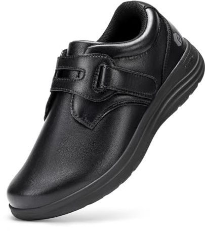 FitVille Scarpe Larghe Donna in Pelle Leggere e Comode per Passeggio per Piedi Sensibili 40 EU Larga Nero