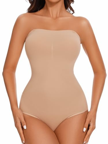 LIRASDIS Body moldeador sin tirantes, control de abdomen y camiseta sin costuras para mujer