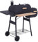 Outsunny Barbecue à charbon fumoir BBQ grill smoker sur pied avec couvercle, roulettes, thermomètre, étagères acier laminé à froid, noir