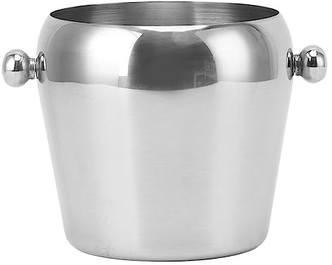 Culnflun Secchiello per il ghiaccio, refrigeratore per vino champagne, vasca per bevande, refrigeratore per bevande isolato, per bar domestici, feste, ristoranti, acciaio inossidab (Silver Naked